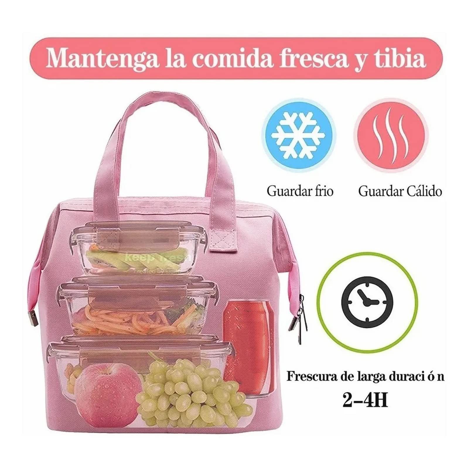 Tissting Sac Lunch Isotherme Rose Oxford 23x14x24 cm
