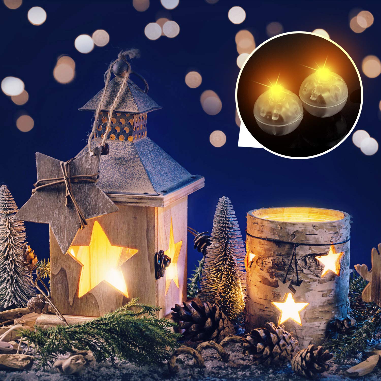 FEPITO Party Decorations boules LED jaune chaud 20 pièces 1,4 cm