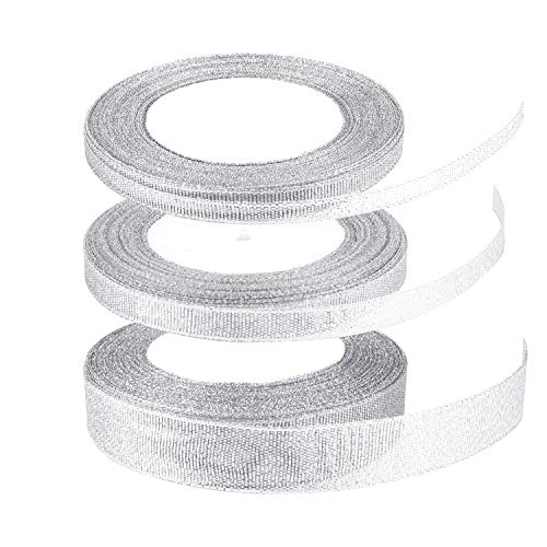 FEPITO ruban Noël argent organza 3 rouleaux 6/10/20 mm