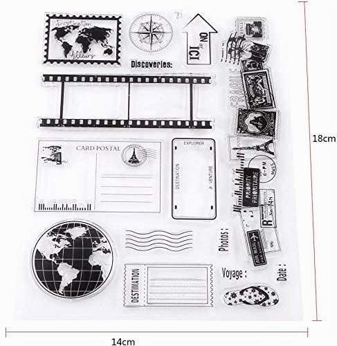 Ejoyous Tampons Silicone Transparents Voyage Carte Terre 13 Motifs