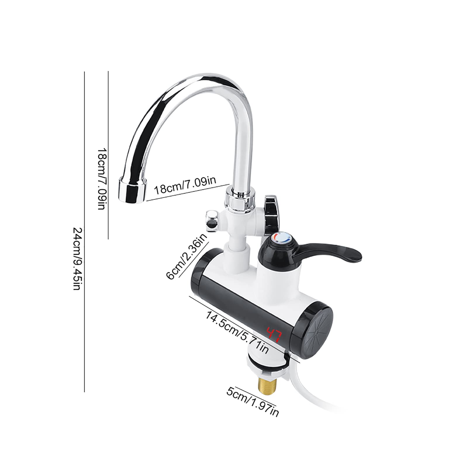 Ejoyous Kitchen robinet chauffant instantané 3000W inox douchette