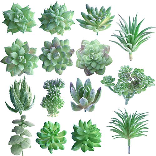 FEPITO Plantes succulentes artificielles vertes x15 mini