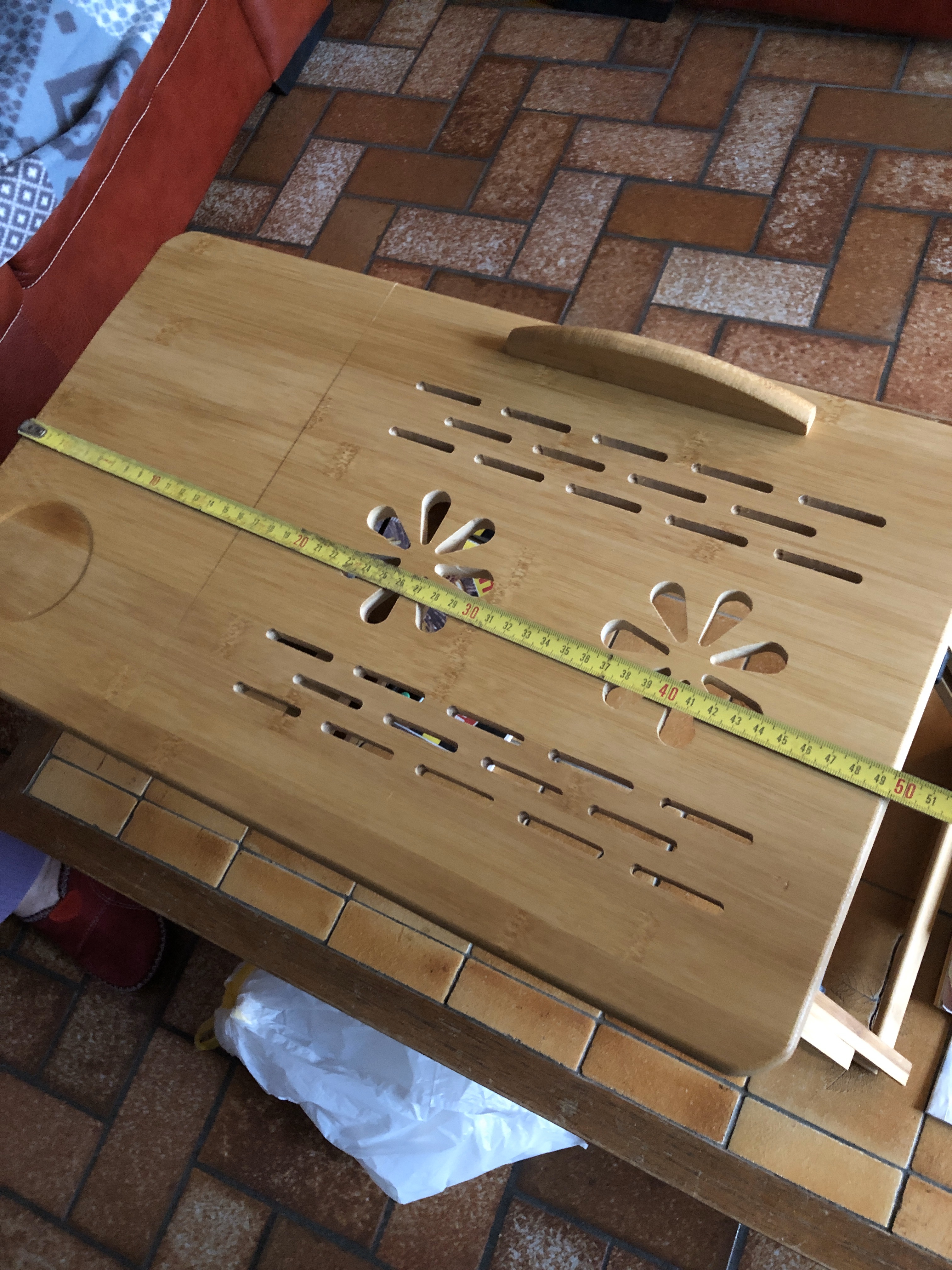 Ejoyous table de lit bambou pliable tiroir 50x30
