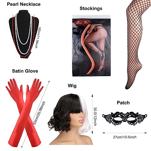 FEPITO Déguisement années 20 femme 7 pièces perruque