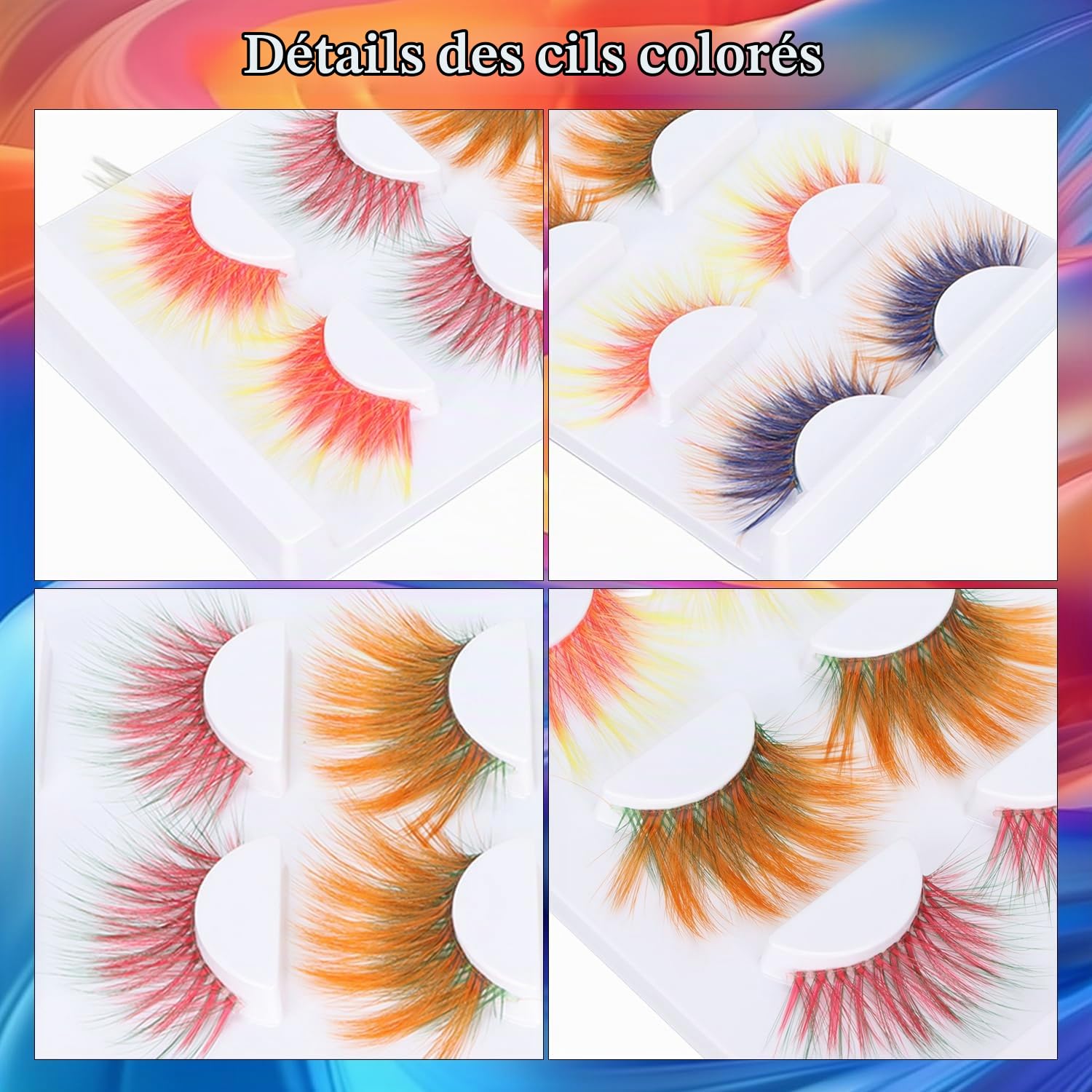 Tissting Faux cils colorés 6D longs lot 5 paires