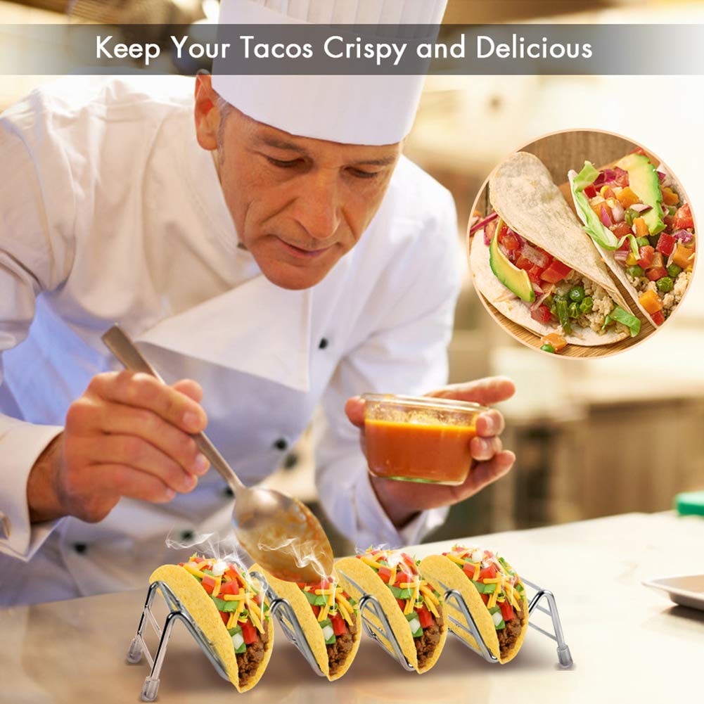 Ejoyous porte tacos inox lot 2 pour 8 à 10 tacos