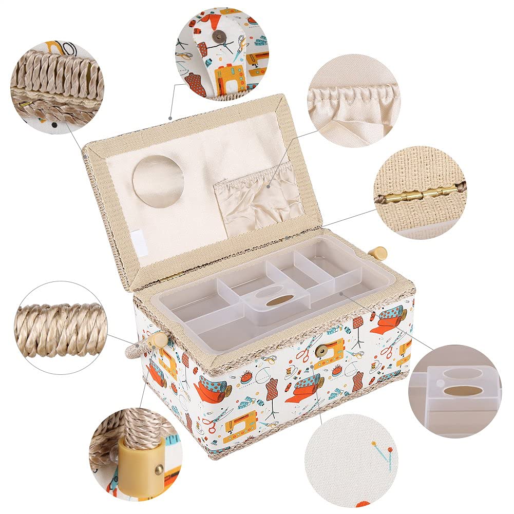Ejoyous Tool boîte couture tissu floral grande 30,5 cm