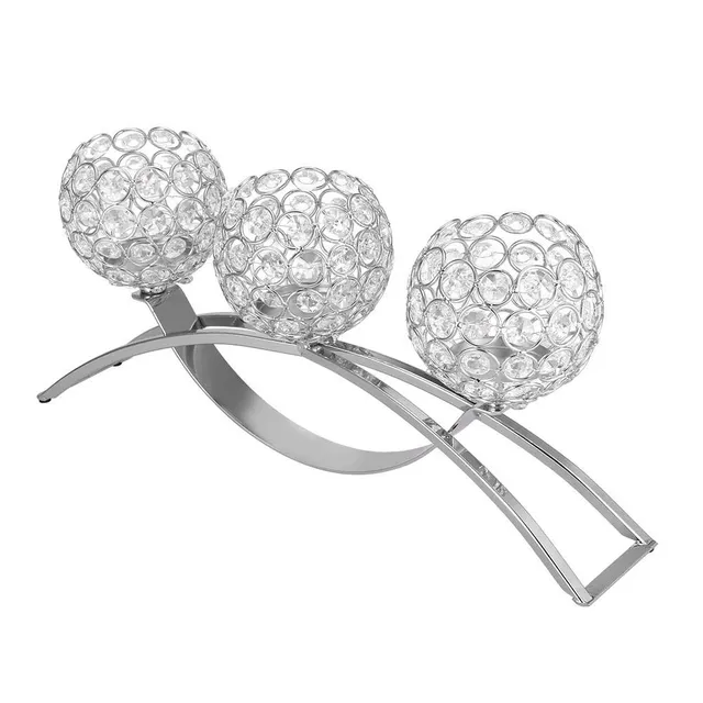 Ejoyous Bougeoir cristal 3 bras argent