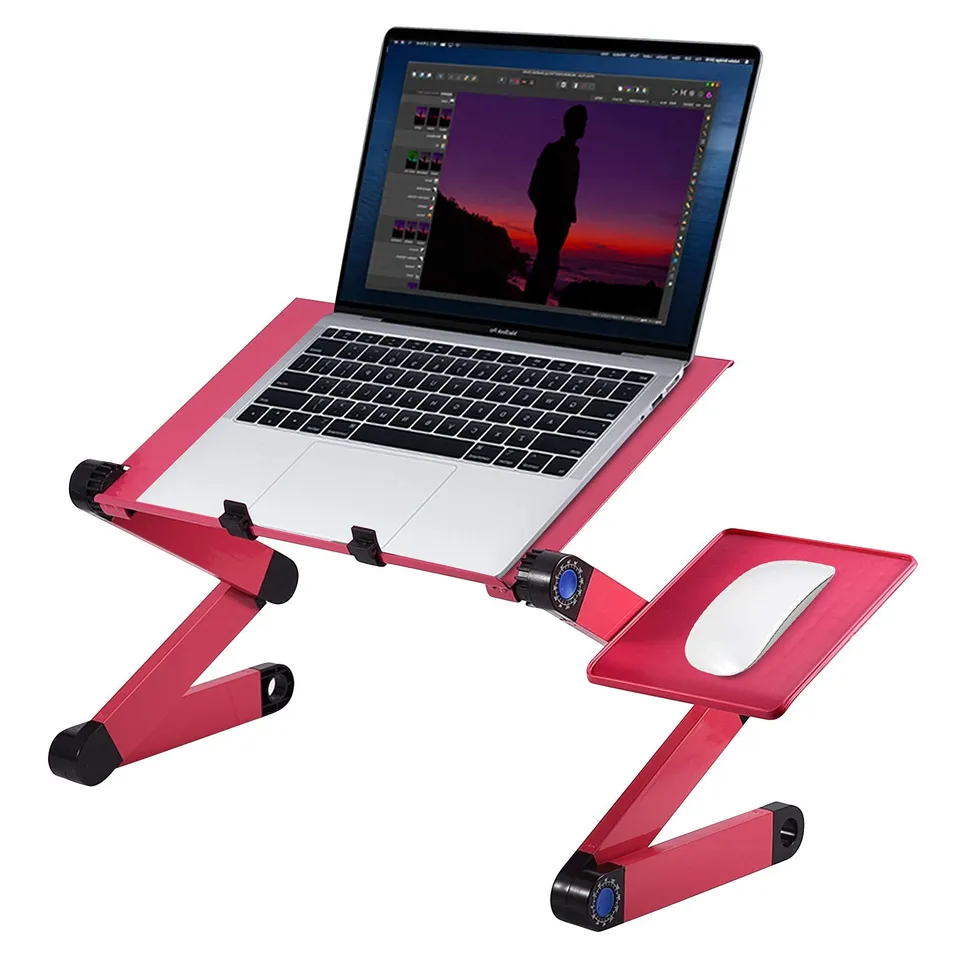 Ejoyous Table Lit Pliable Alu Rose Rouge + ventilateurs