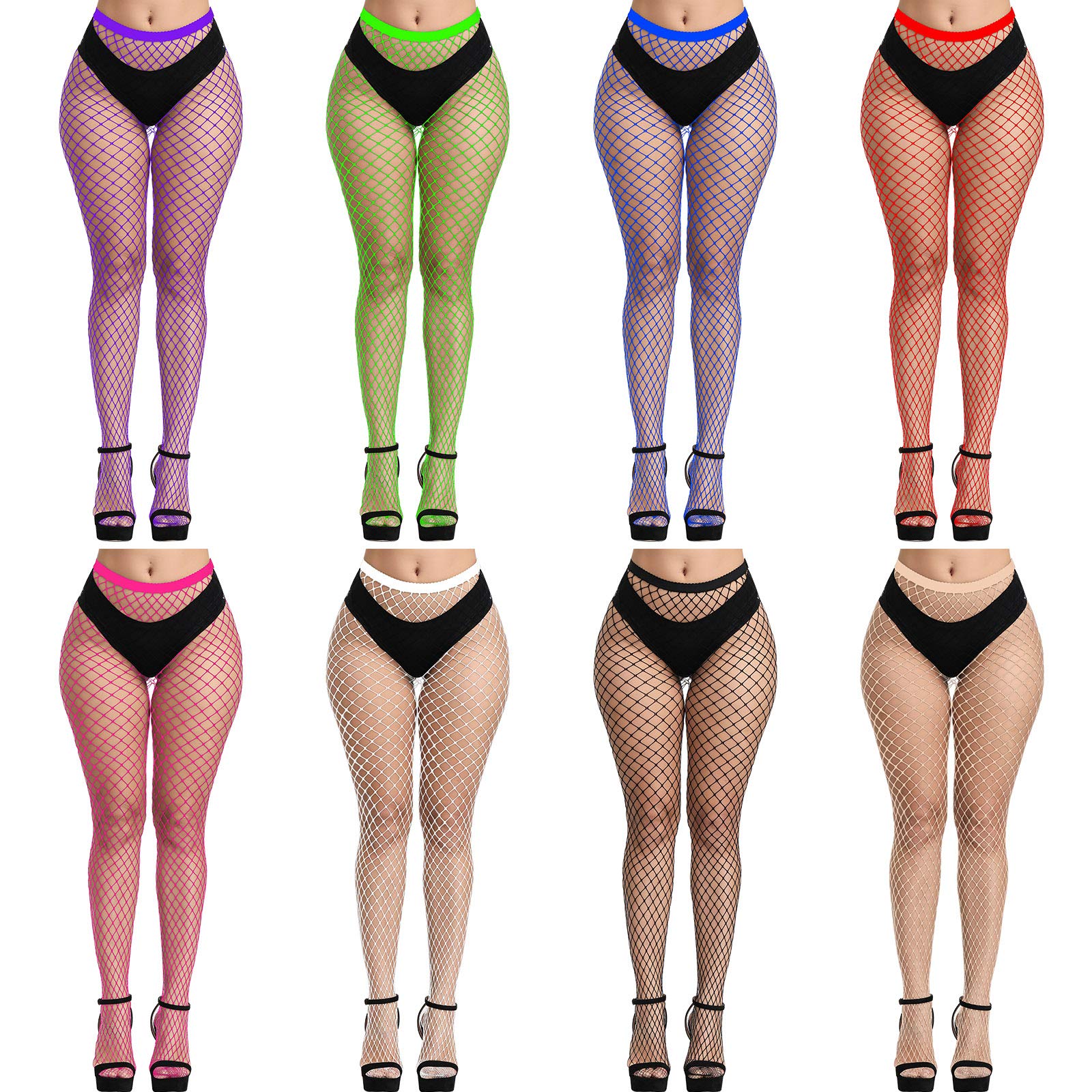 FEPITO Collants Résille Noirs S-M Taille Haute