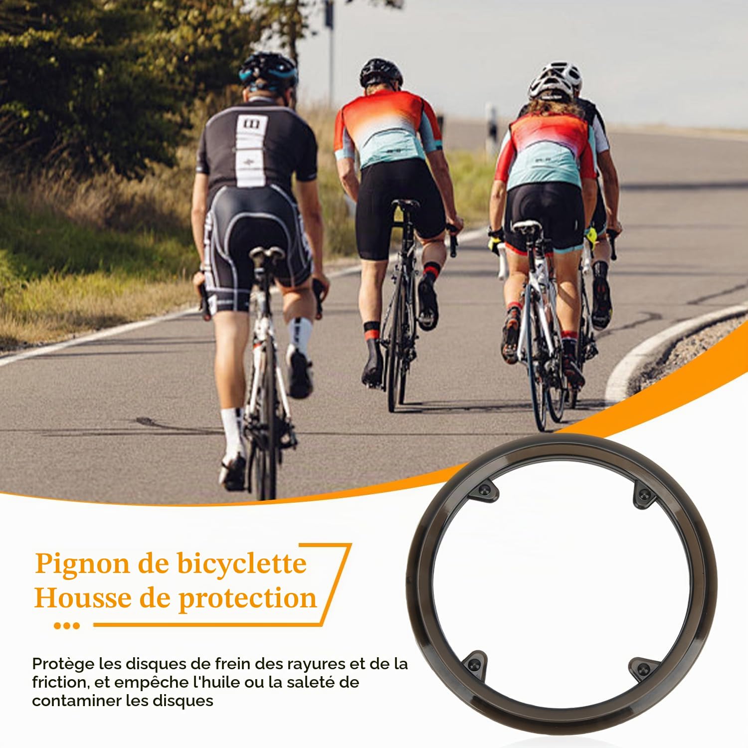 Tissting garde-chaîne vélo plateau plastique noir 4 trous