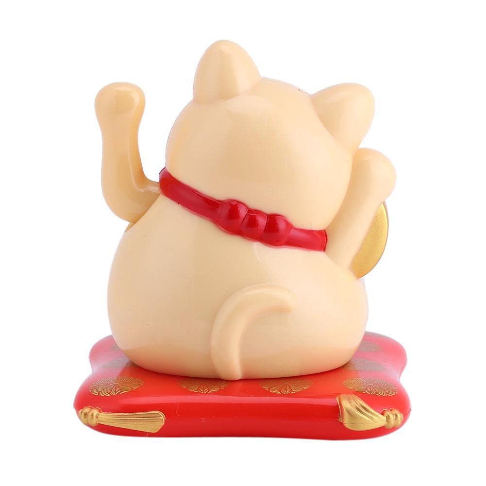 Jadeshay Maneki Neko Chat Solaire Jaune Porte-Bonheur 7cm