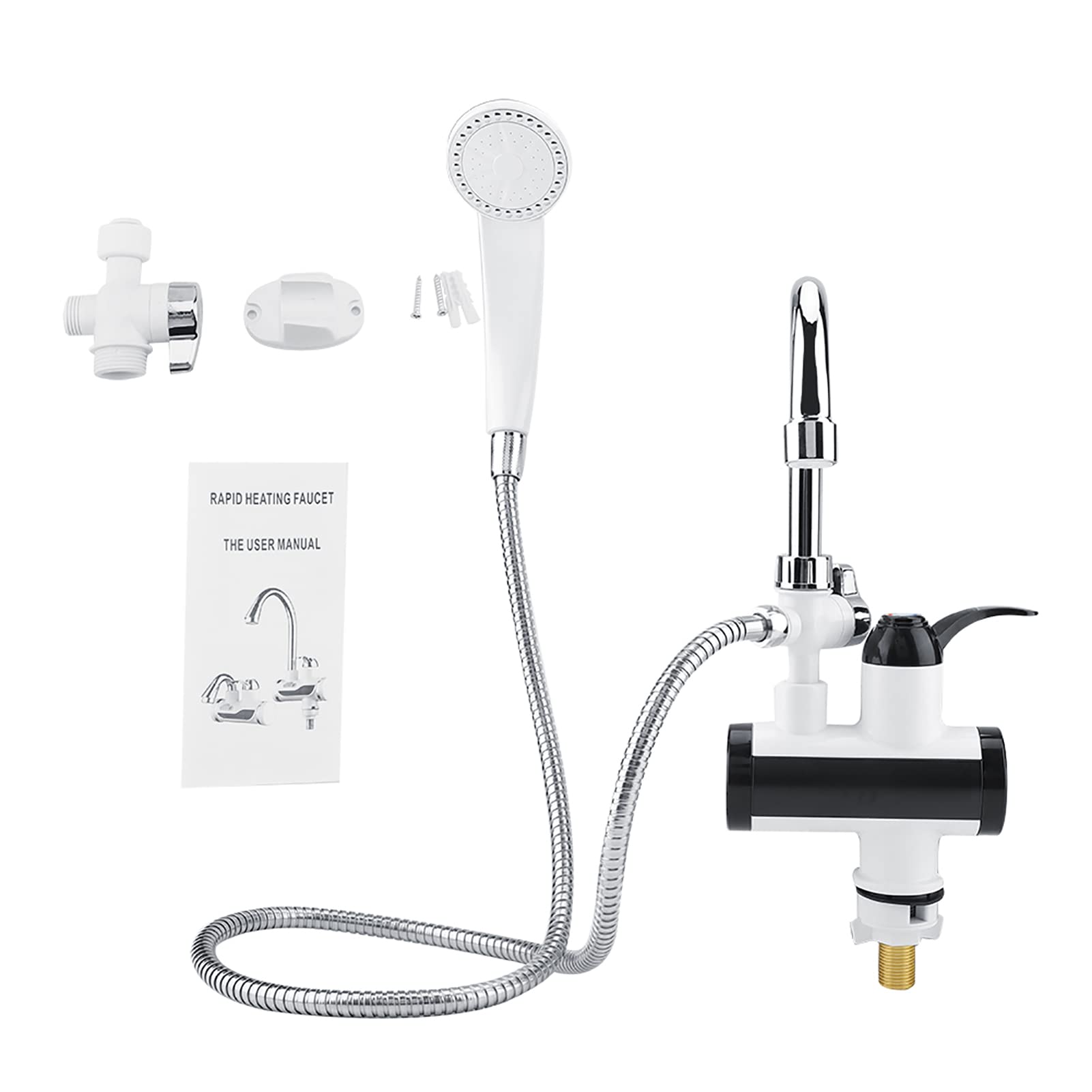 Ejoyous Kitchen robinet chauffant instantané 3000W inox douchette