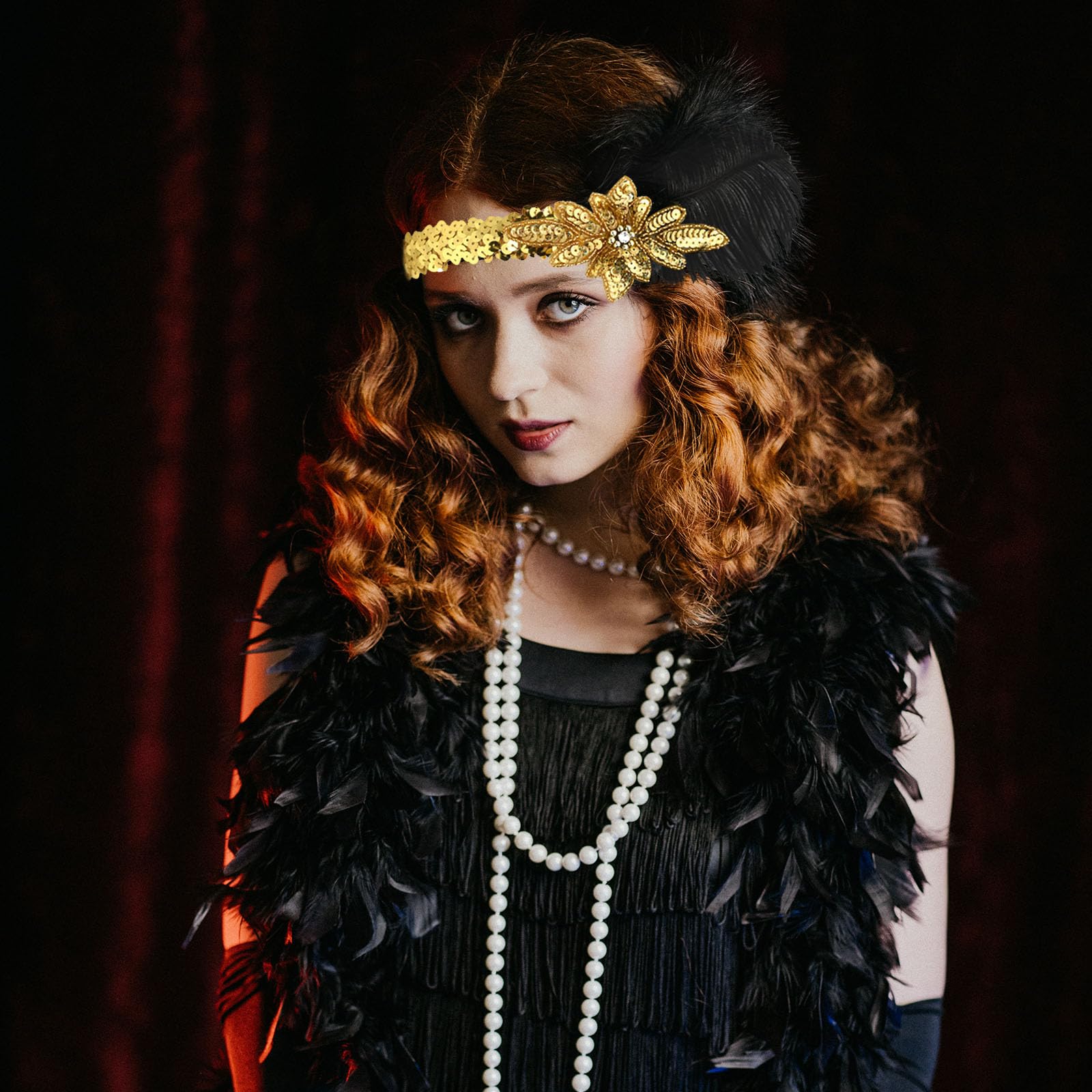 FEPITO 1920s set accessoires déguisement Charleston 7 pièces