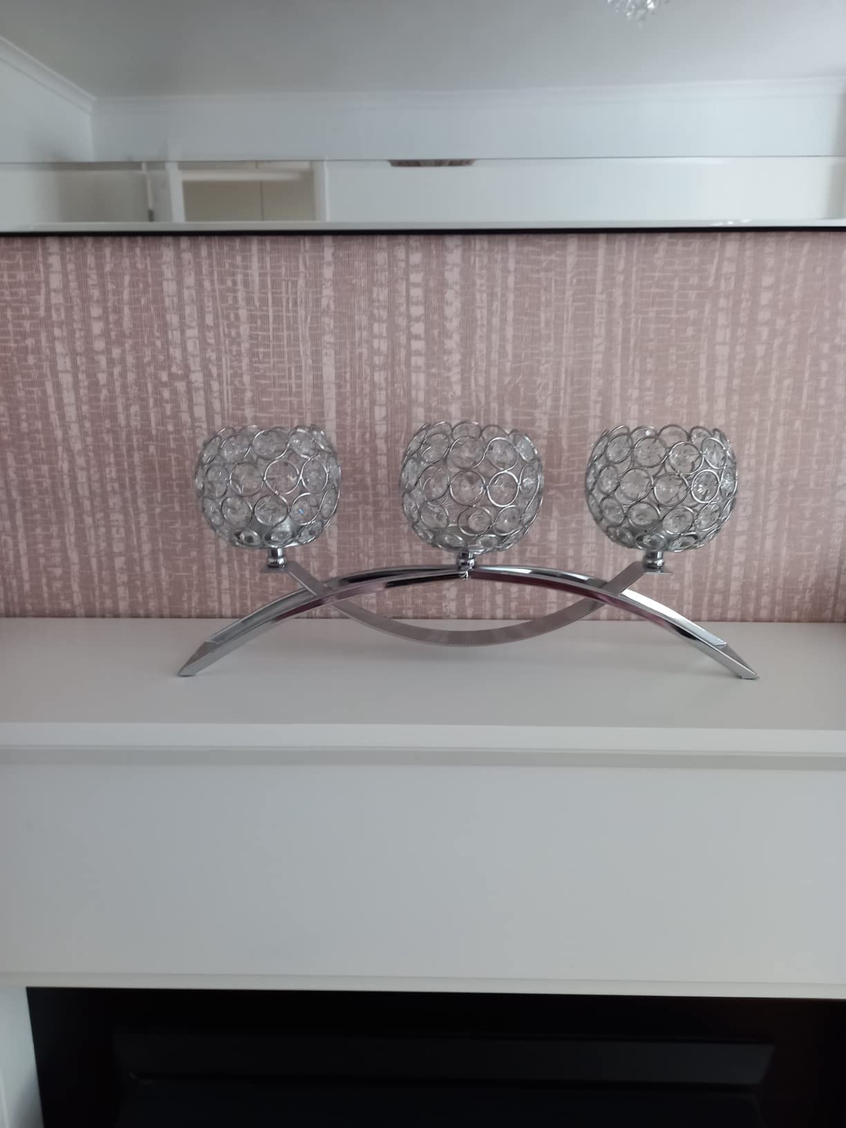 Ejoyous Bougeoir cristal 3 bras argent