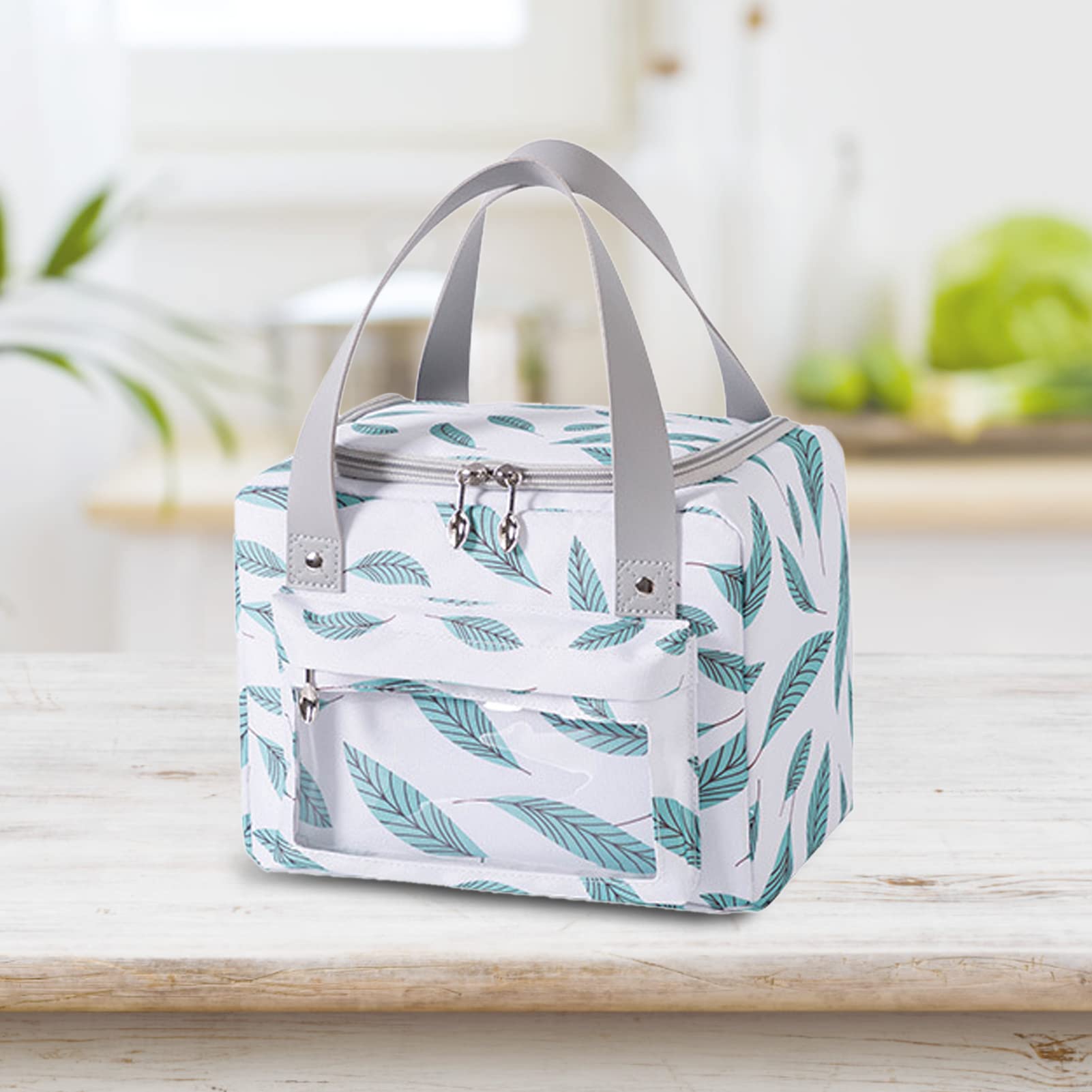 Tissting sac lunch isotherme feuilles blanches portable