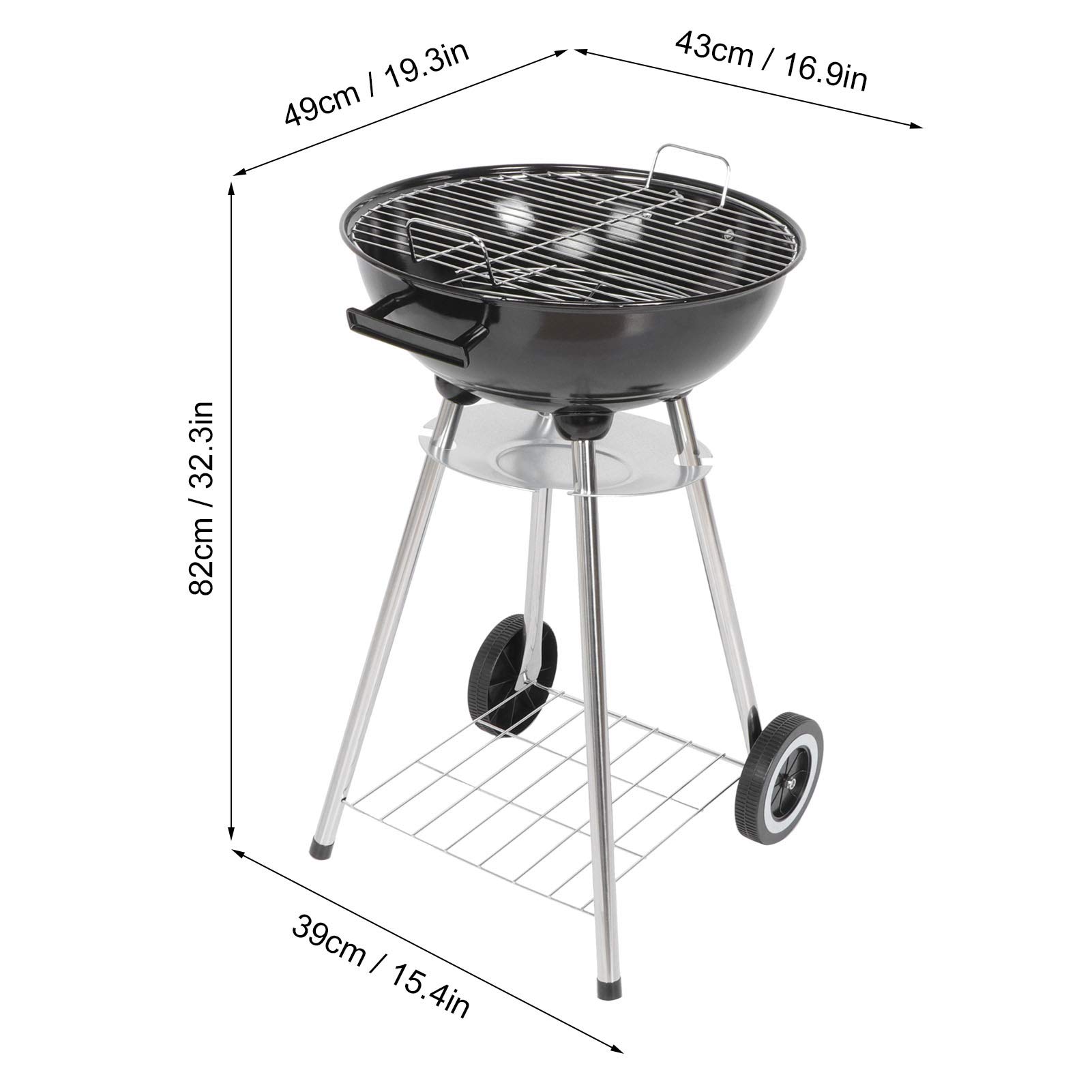 Ejoyous Garden barbecue charbon rond couvercle 4-5 pers
