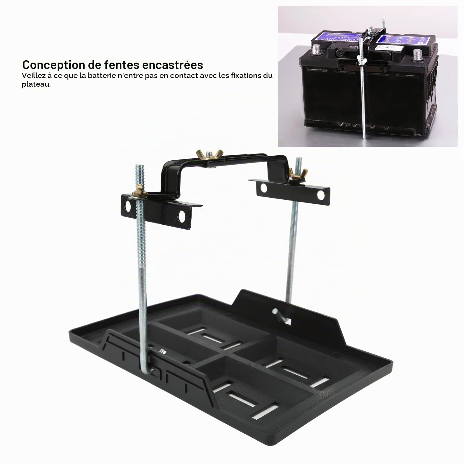 Tissting Support Plateau Batterie Voiture Noir 28 cm