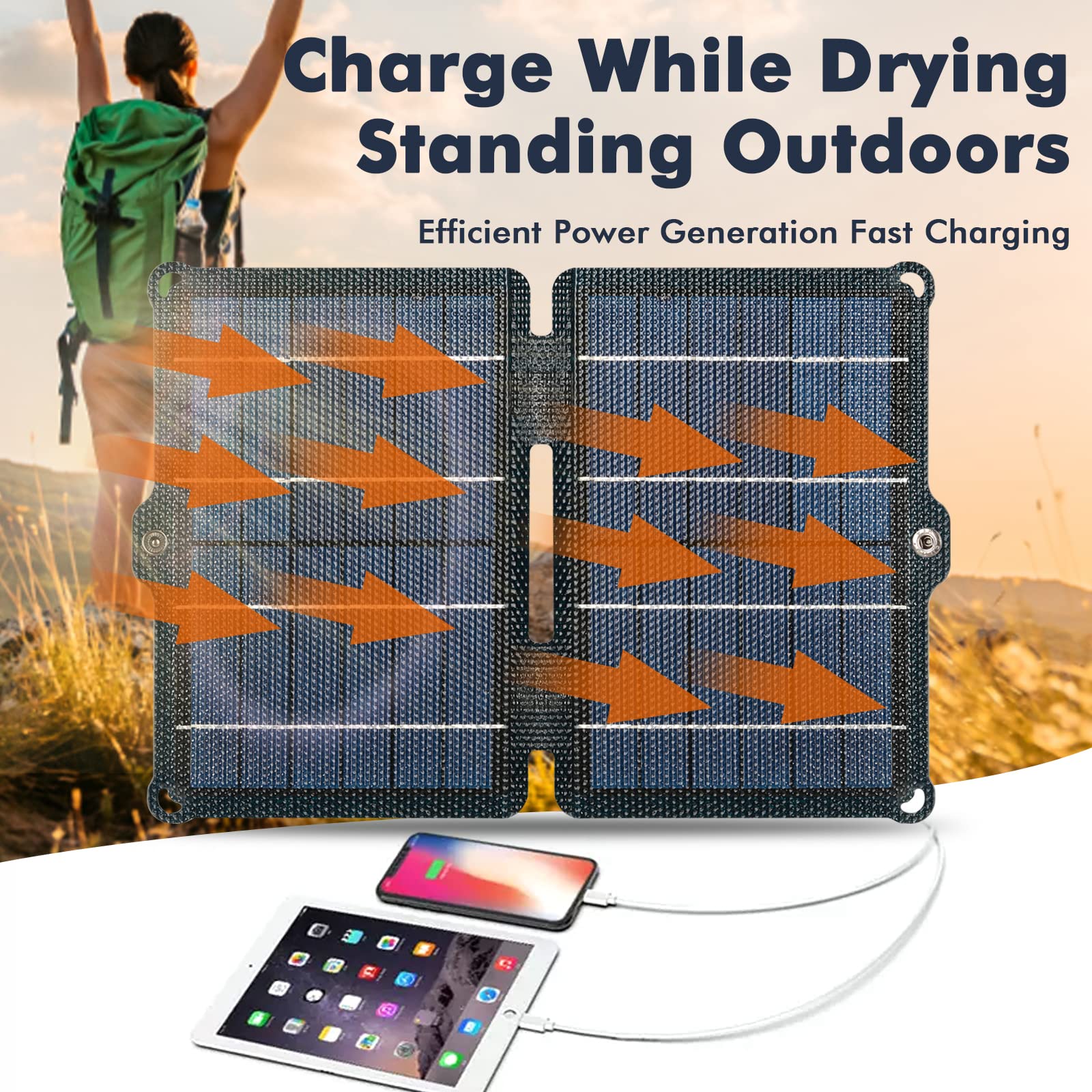 Jadeshay chargeur solaire pliable 10W monocristallin USB