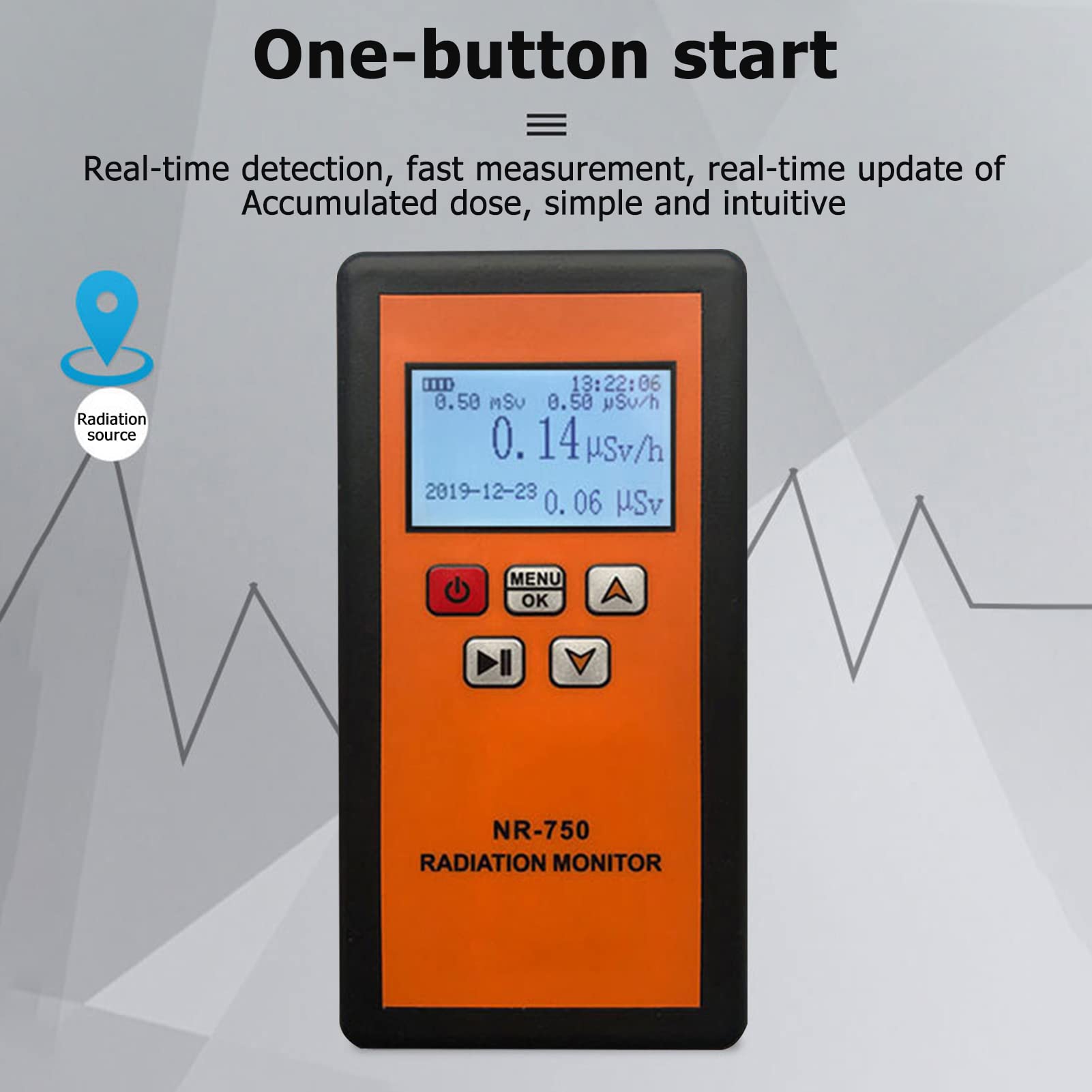 Jadeshay Installation Électrique NR-750 compteur Geiger orange rayons X gamma