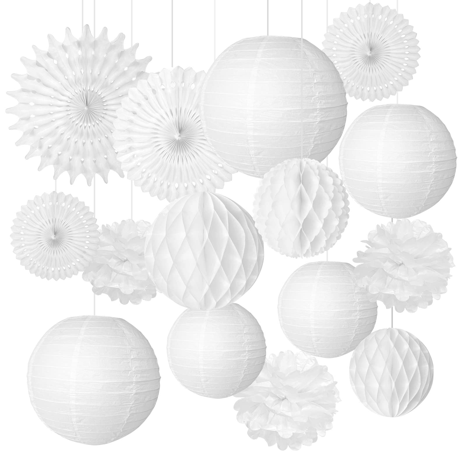 FEPITO Party Decorations déco papier blanc lot 16 mariage