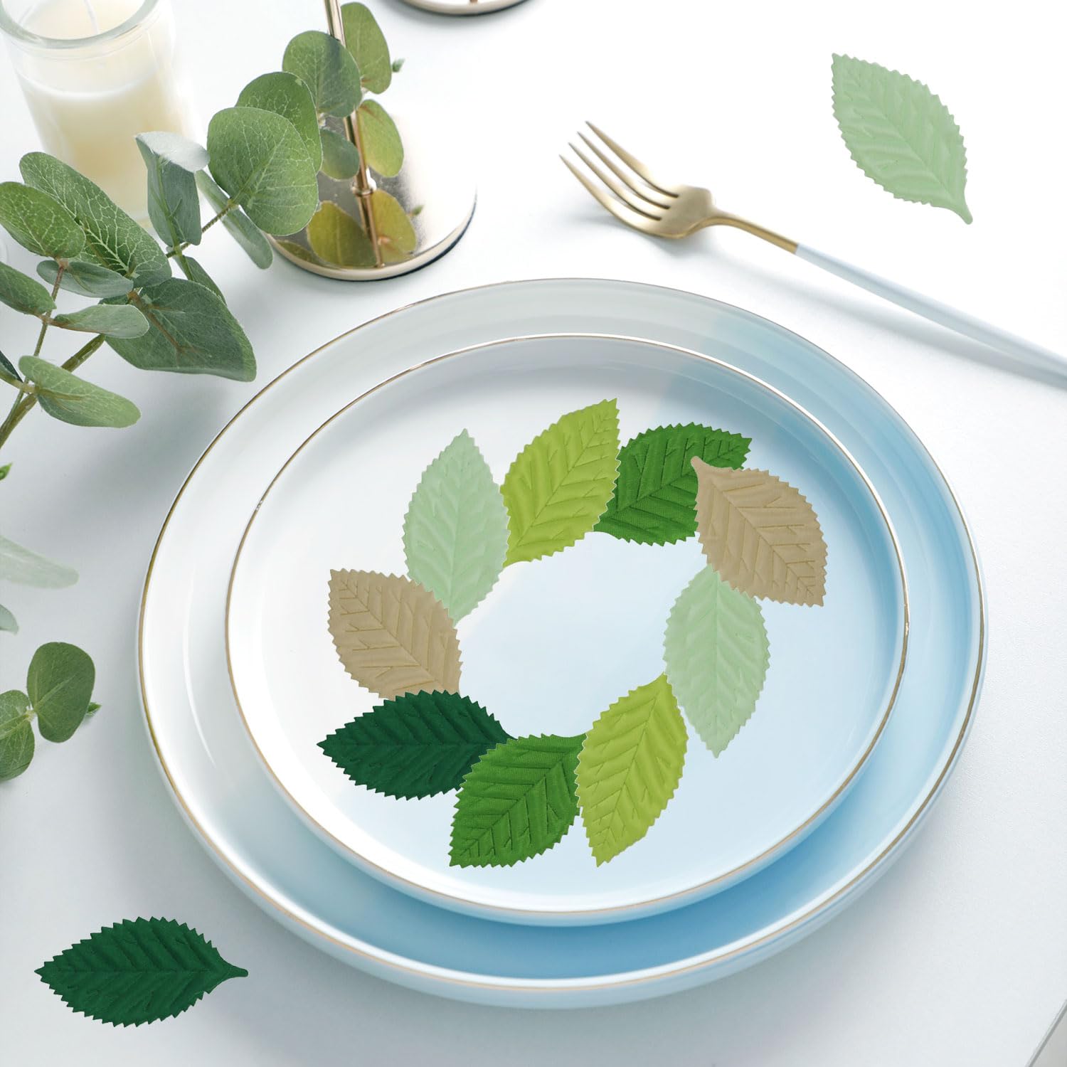 Tissting HOME DECORATION feuilles vertes artificielles 200 pcs 6 cm