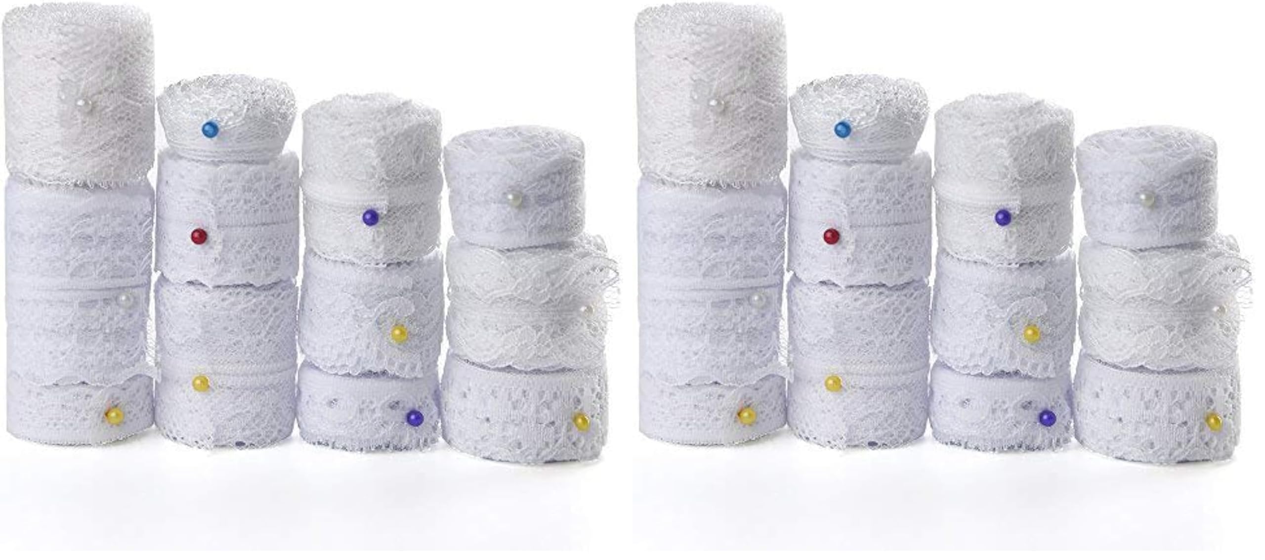 Fepito 12 Rouleaux Ruban Dentelle Blanche 39,6 m