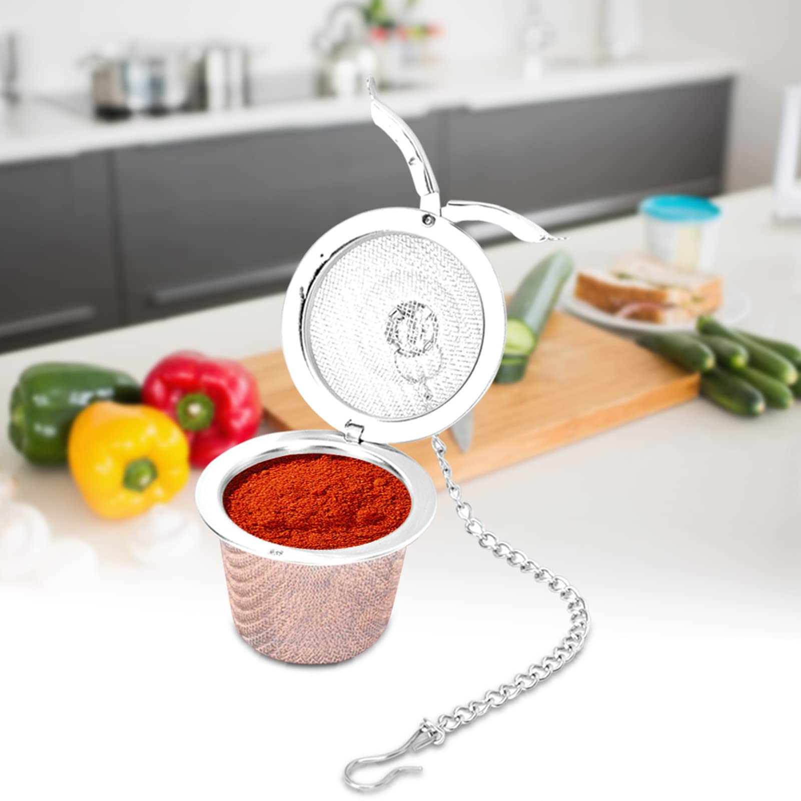 Tissting Kitchen Bathroom boule à thé inox L maille fine