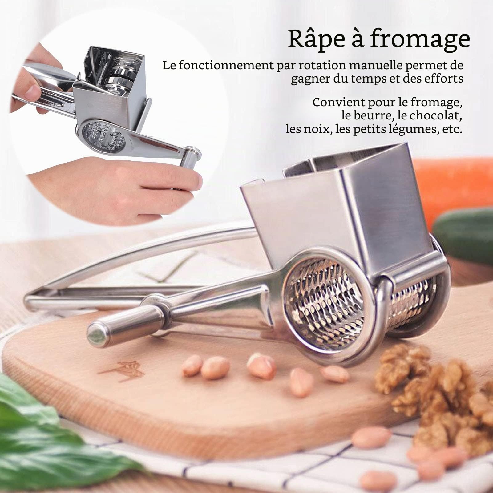 Tissting KITCHEN BATHROOM moulin fromage râpe inox manivelle