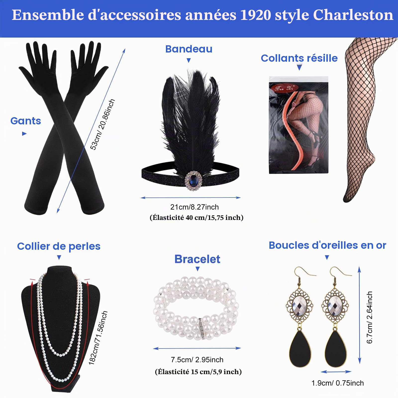FEPITO Apparel robe charleston franges sequins col V années 20