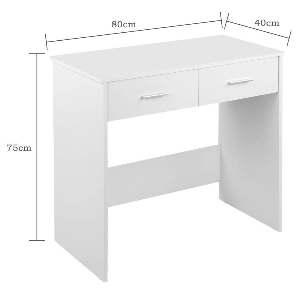 Ejoyous Living Room Bureau Blanc MDF 2 Tiroirs 80 cm