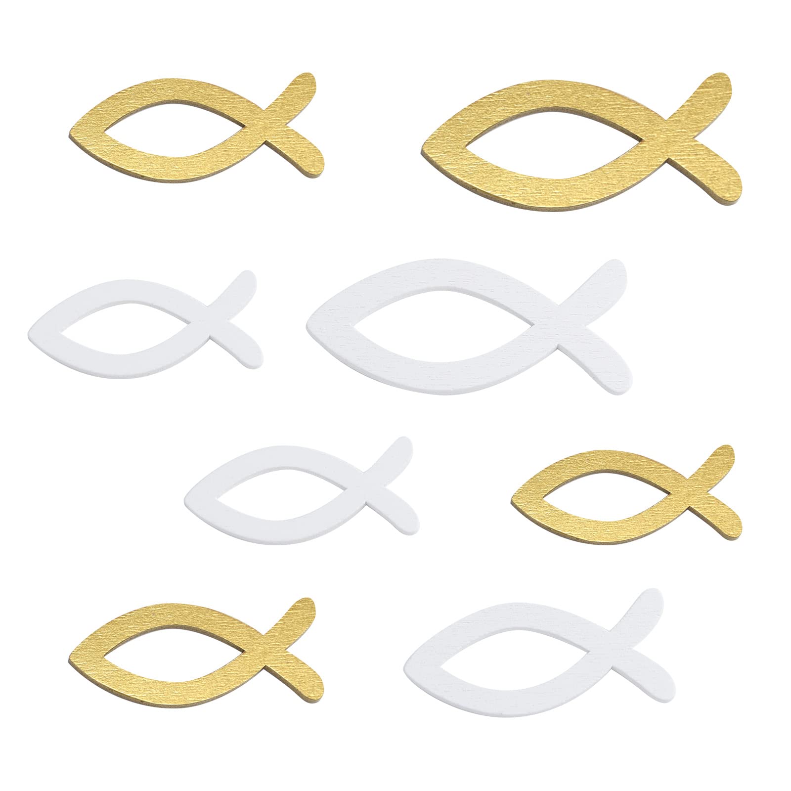 FEPITO Party Decorations poissons bois blanc or 3,5cm x100