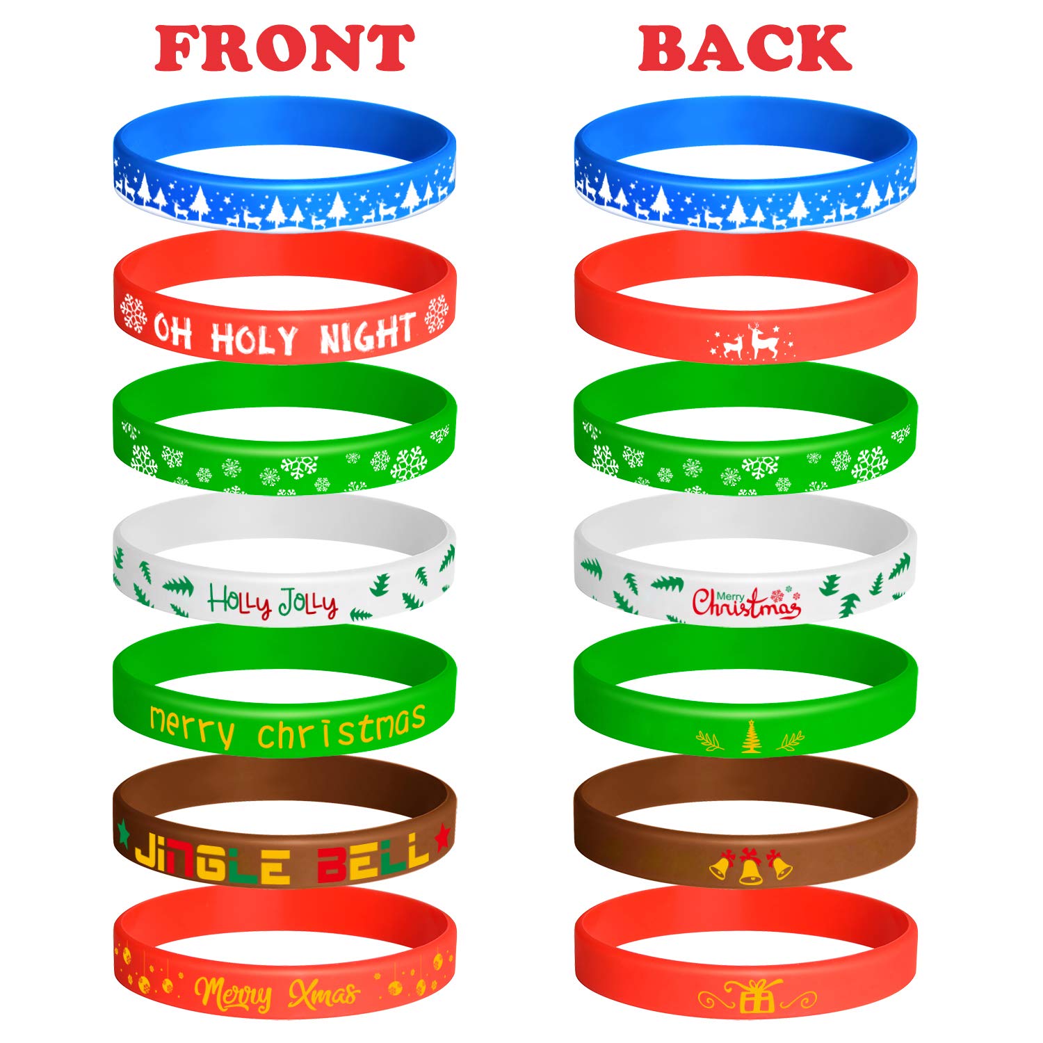 FEPITO Lot 42 Bracelets Silicone Noël Enfant 7 Motifs