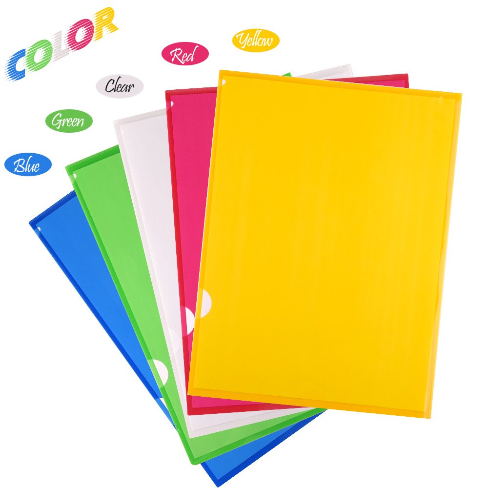 FEPITO Pochettes A4 plastique couleurs assorties lot 20