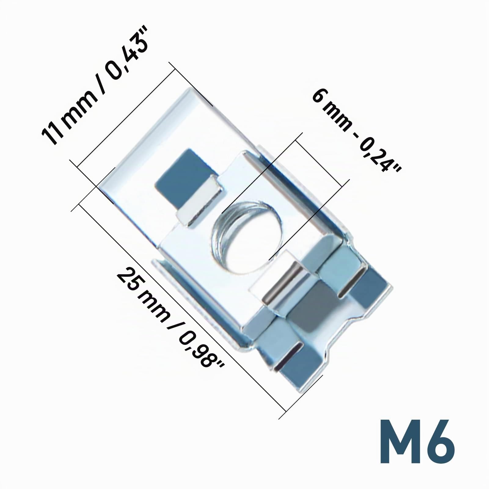 Tissting M6 écrou clip en U acier lot 50 + boîte