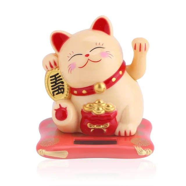 Jadeshay Maneki Neko Chat Solaire Jaune Porte-Bonheur 7cm