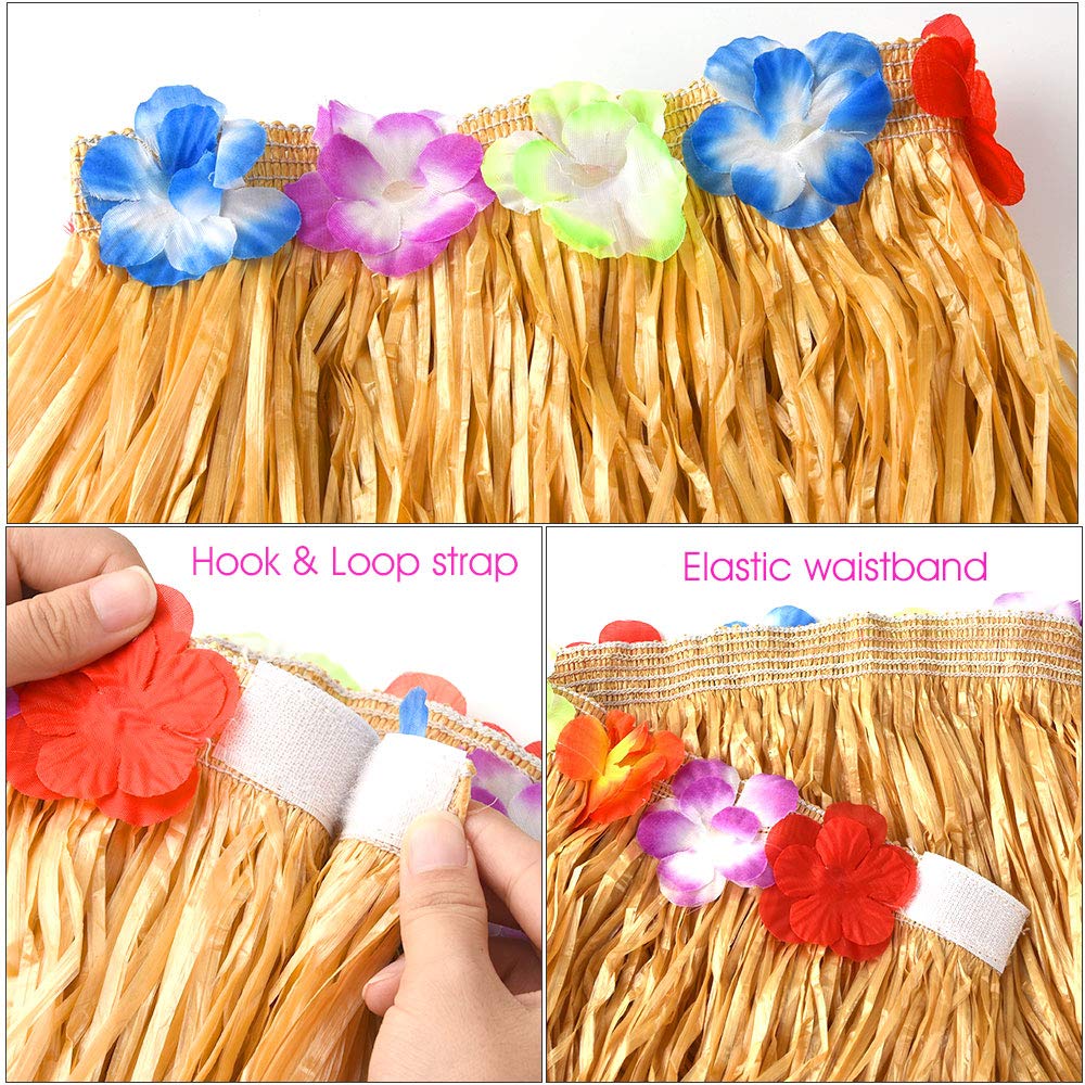 FEPITO Costume Hawaïen Femme Jupe Hula + Leis 6 Pièces