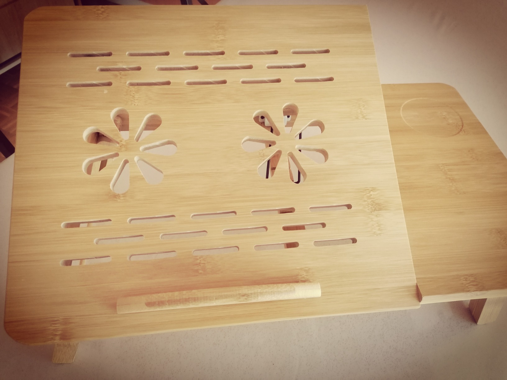 Ejoyous table de lit bambou pliable tiroir 50x30