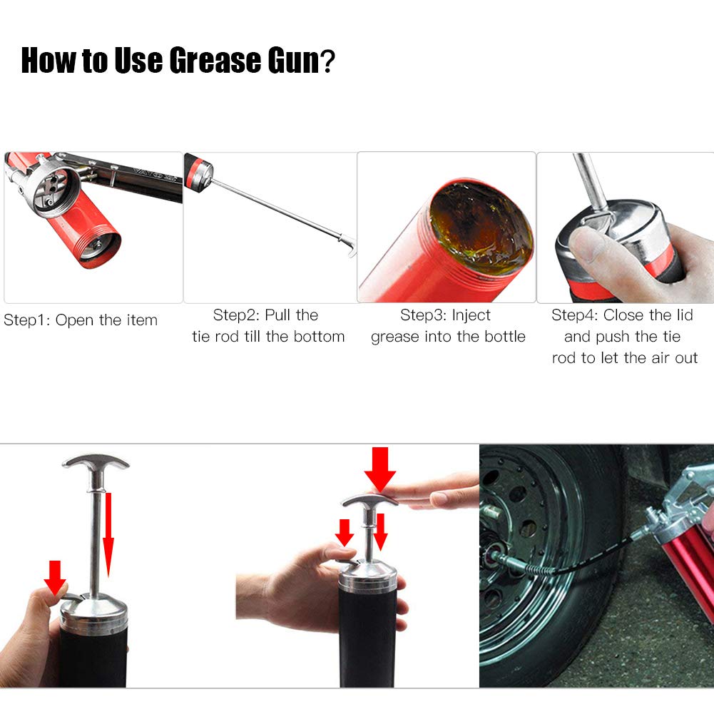 Ejoyous Home Improvement Tool pistolet à graisse 10000 PSI 500CC