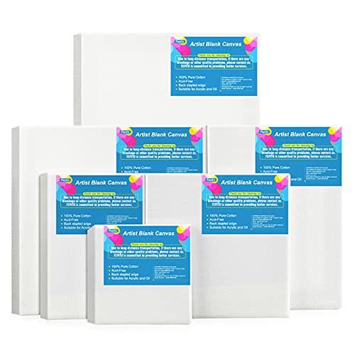 Fepito Lot 6 Toiles Vierges Tendues Blanc Coton