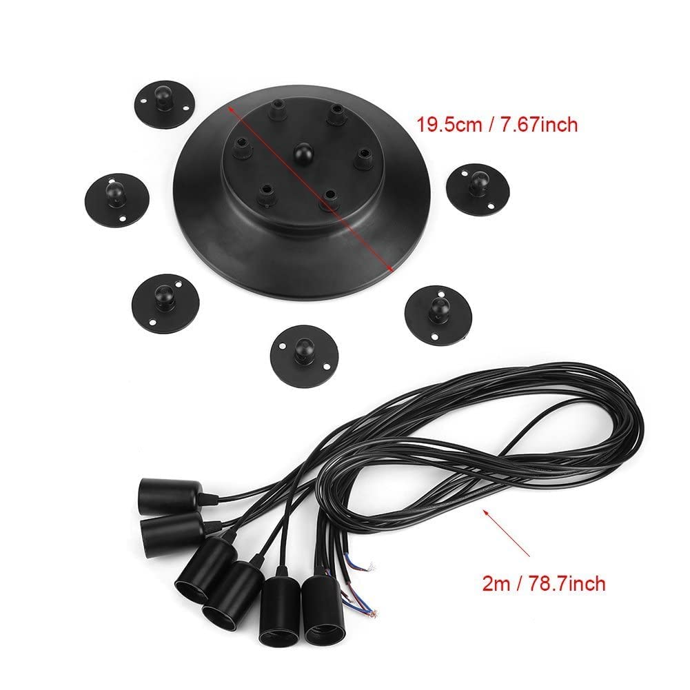 Ejoyous Living lustre araignée 6 têtes E27 noir câbles 2m