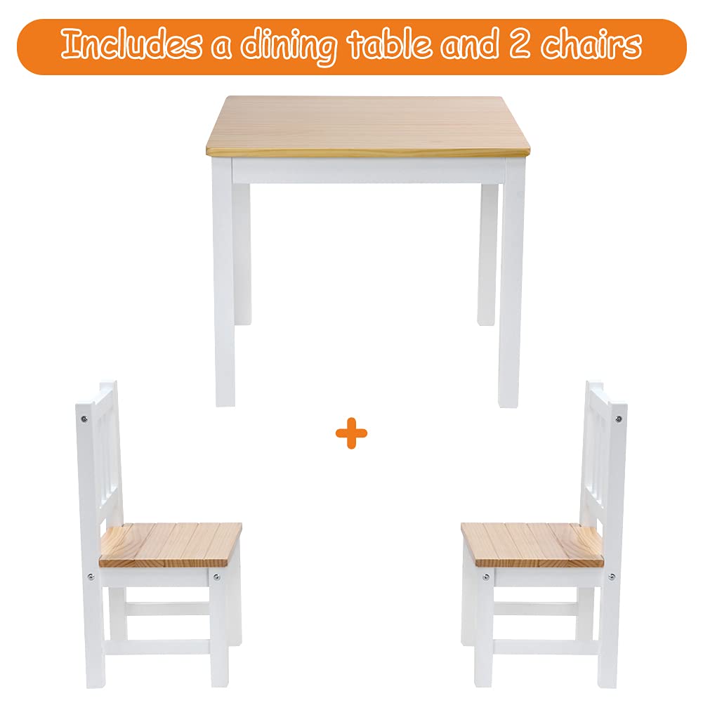 Ejoyous Living Room table enfant + 2 chaises pin 56 cm naturel