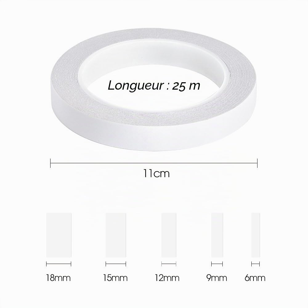 FEPITO Adhesive Tapes ruban double face 5 rouleaux 25 m