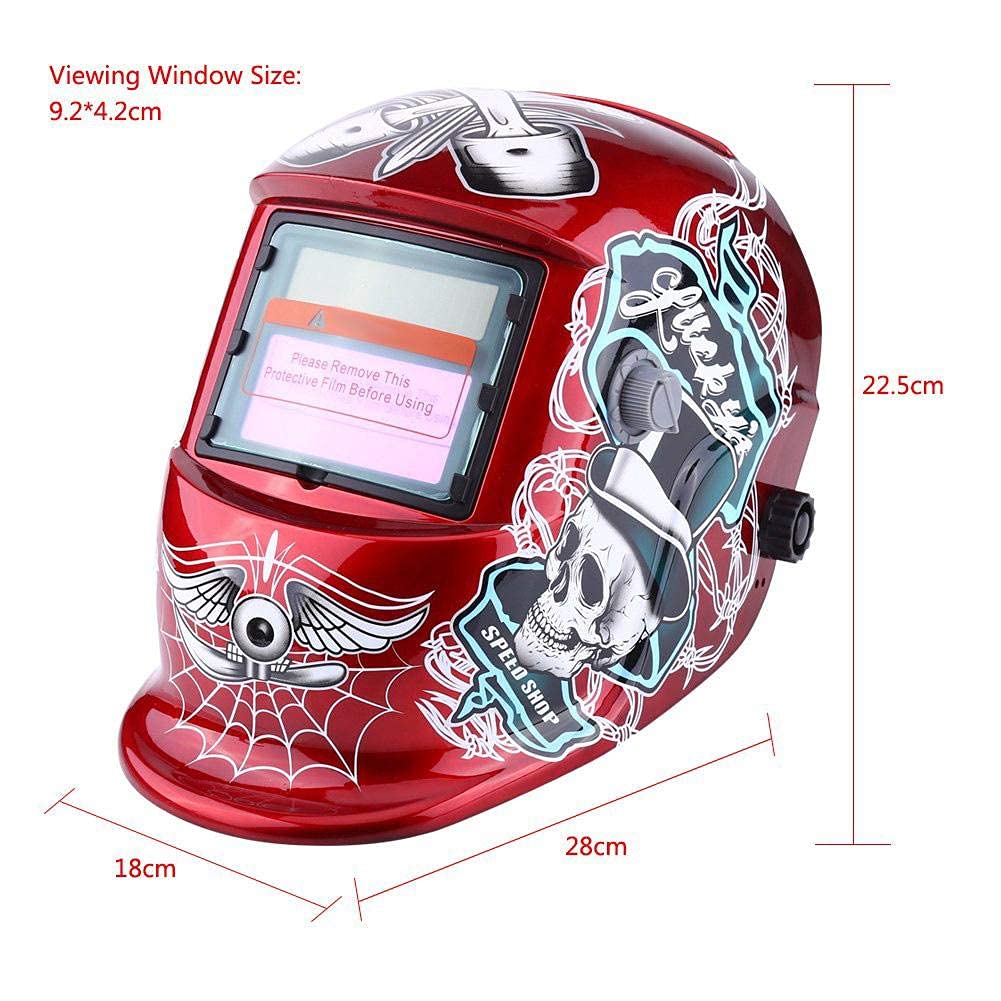 Ejoyous Masque de Soudure Auto DIN 9-13 Rouge Pirate TIG MIG