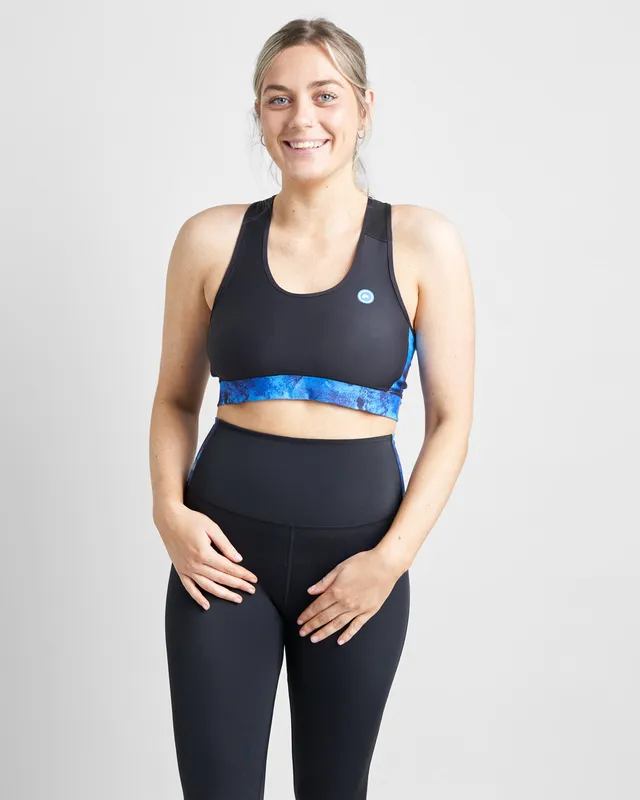 Rooster Sports Bra Bikini Top brassière sport femme Azure maintien moyen