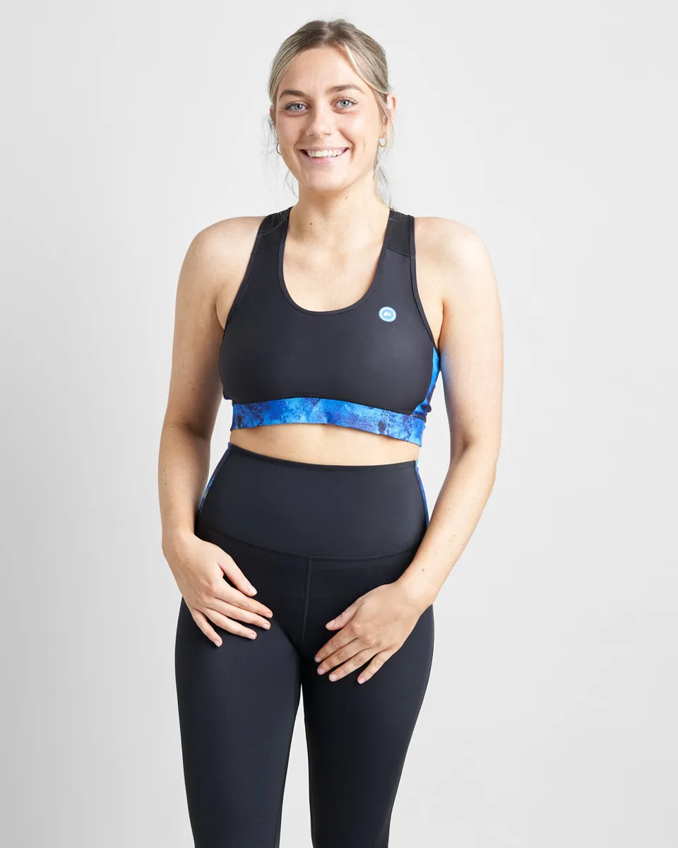 Rooster Sports Bra Bikini Top brassière sport femme Azure maintien moyen