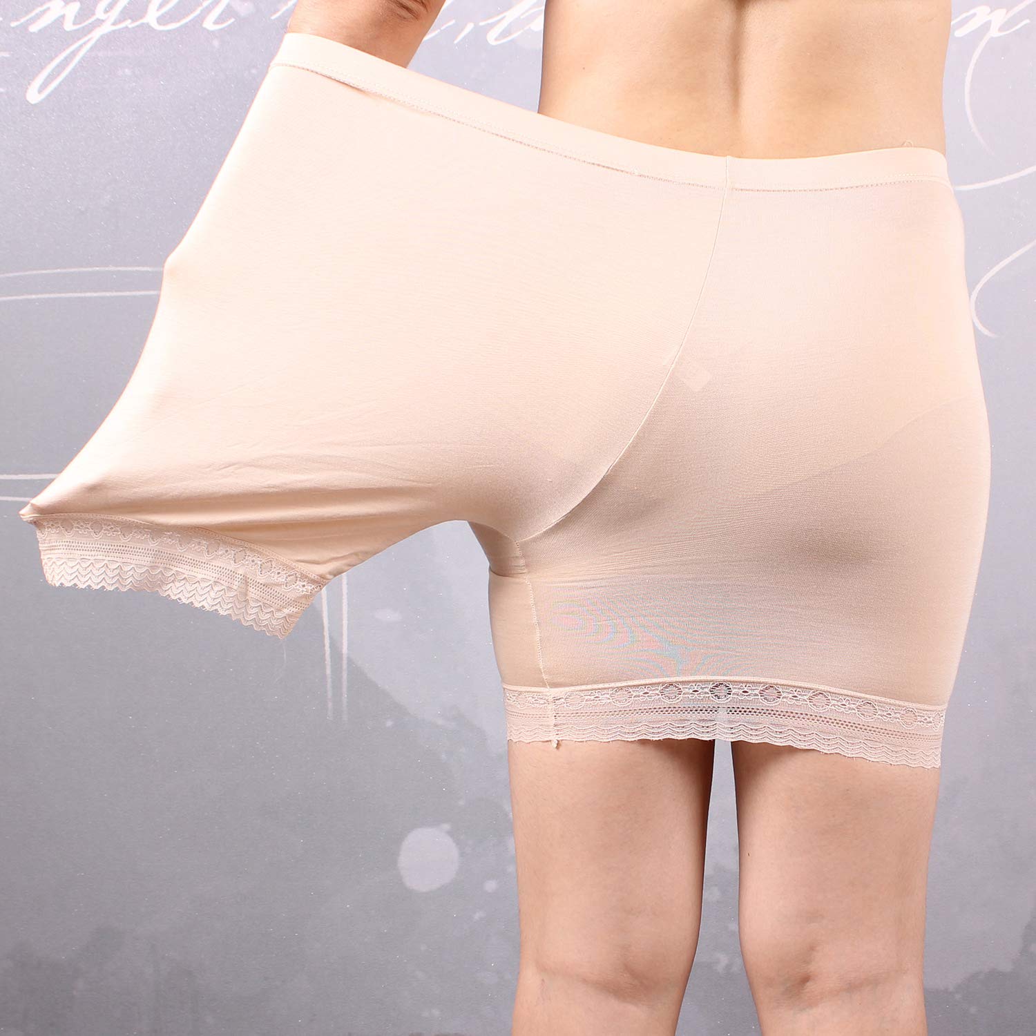 FEPITO Short Sous Jupe Femme Dentelle Modal Lot 3 Noir