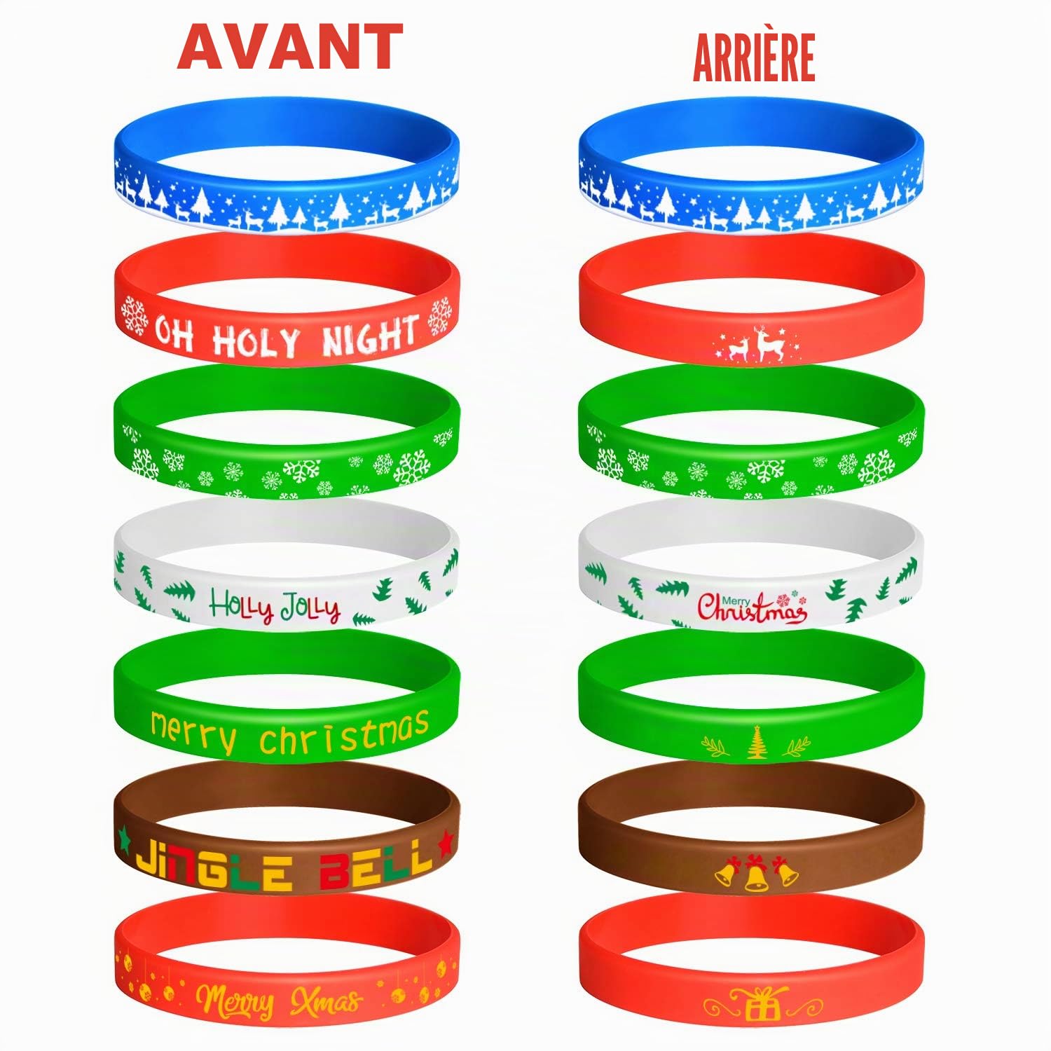 FEPITO Party bracelets Noël silicone 7 motifs lot 70