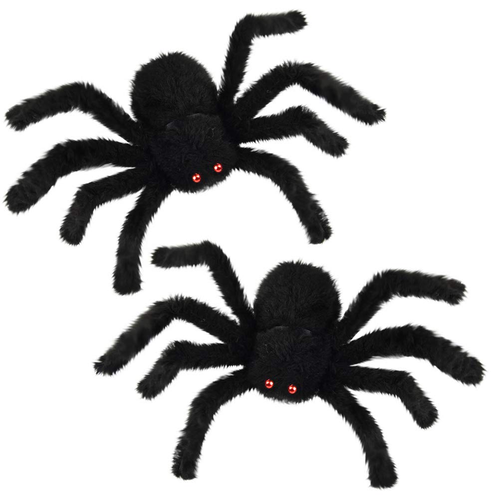 FEPITO Party Decorations araignée Halloween noire 30cm lot 2