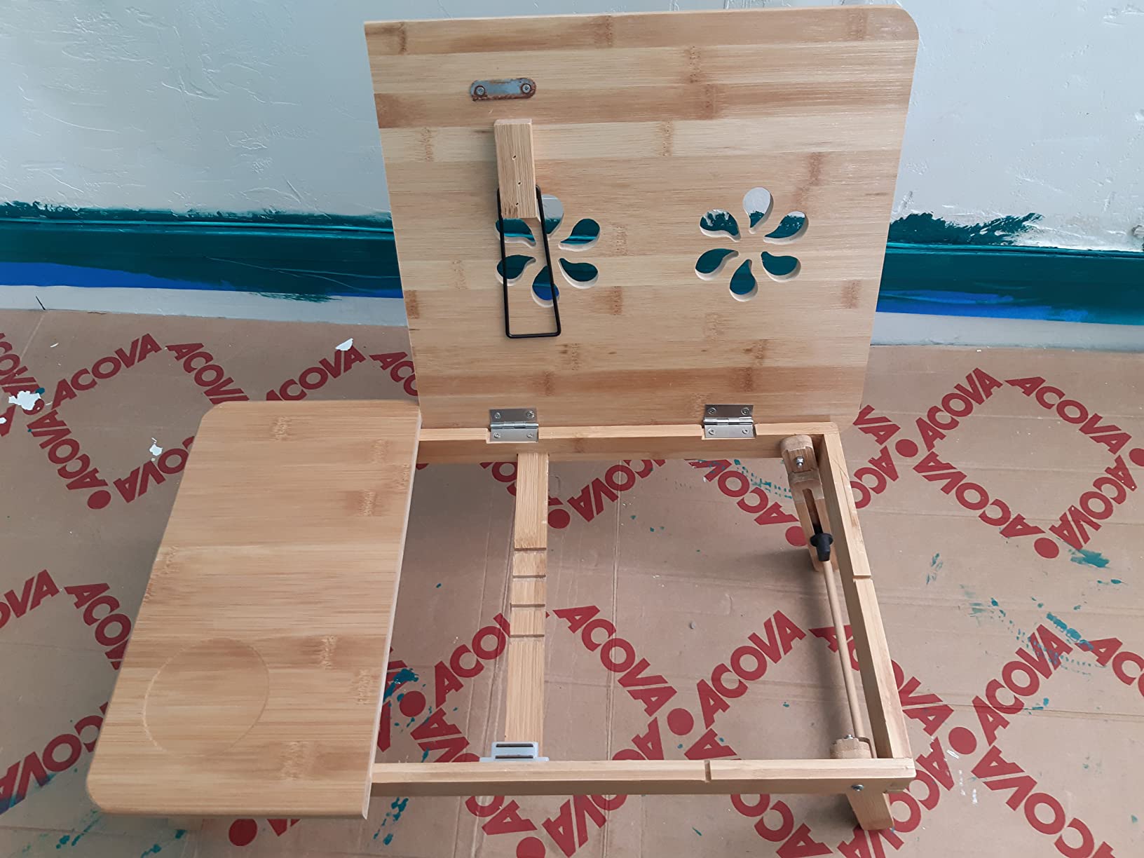 Ejoyous Bedside Table table de lit pliable bambou 50x30 cm tiroir